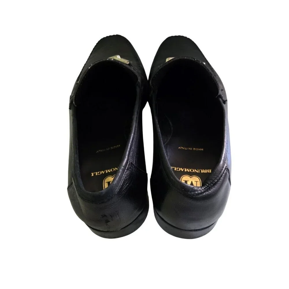 Bruno Magli Black Leather Logo Horse Bit Designer Loafers Size 10M